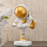 Dancing Astronaut Figurine Polyresin Showpiece (White & Gold)