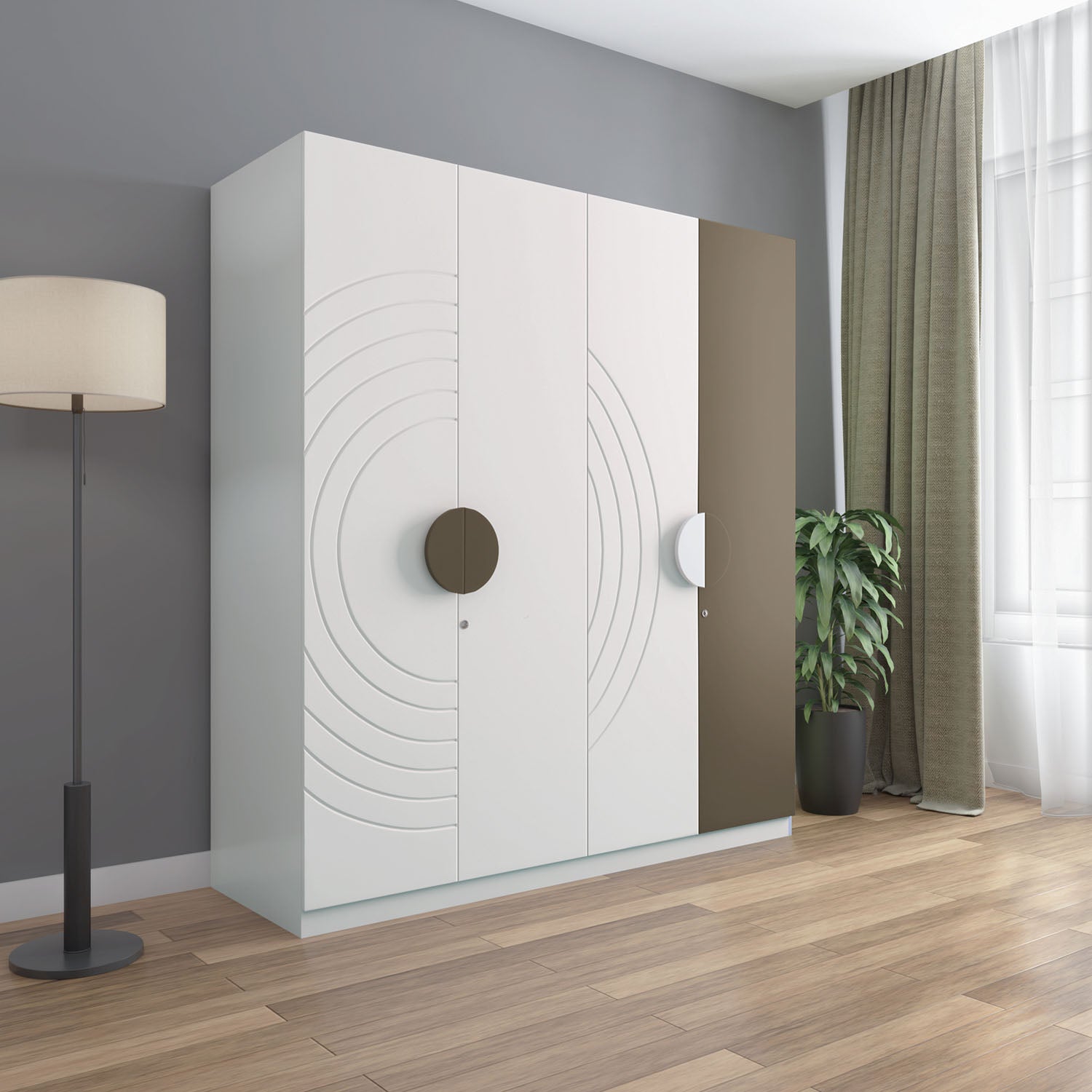 Cassini 4 Door Wardrobe With Led Light (White)