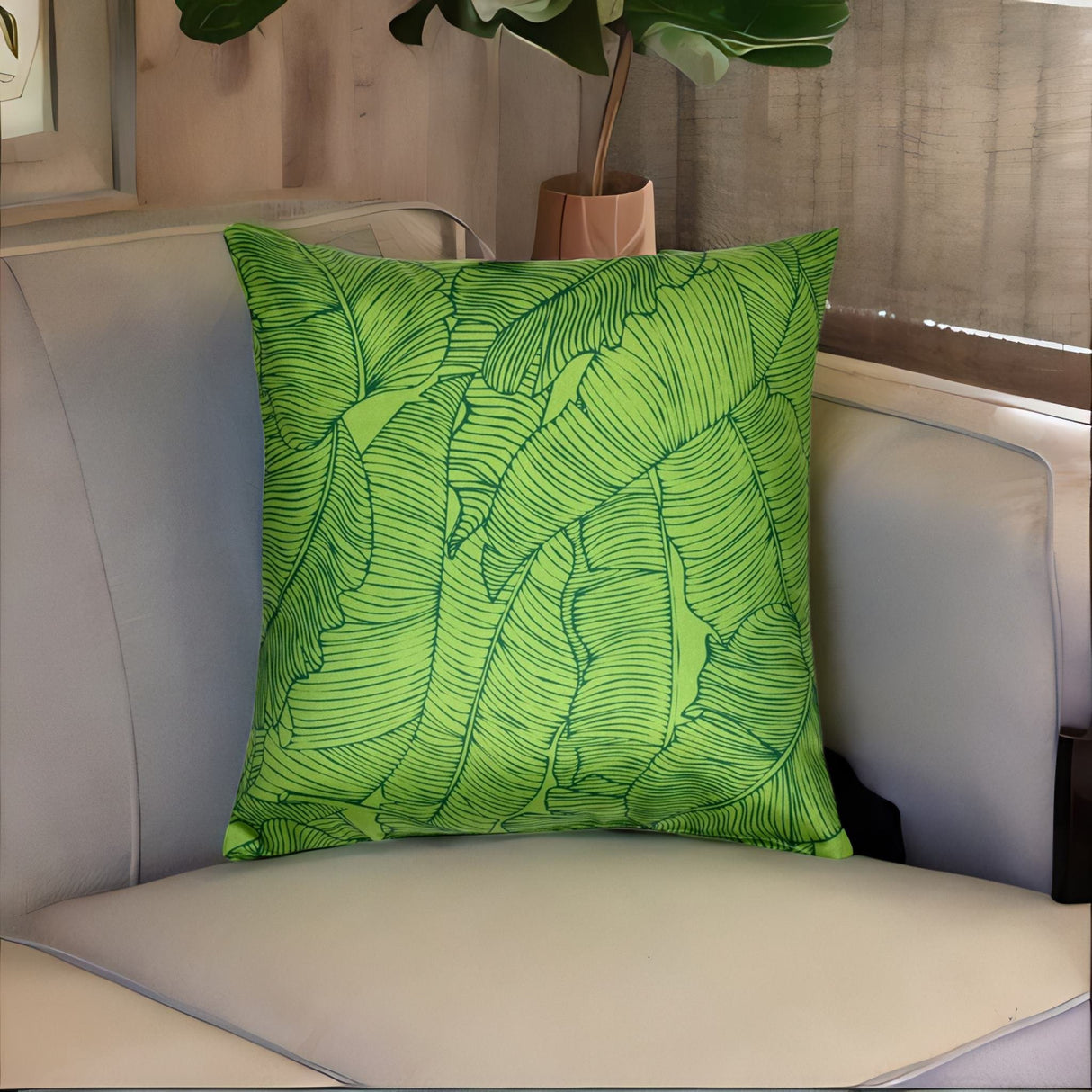 Ariel Biophilic Cult Satin Fabric 16' x 16' Filled Cushion (Green)