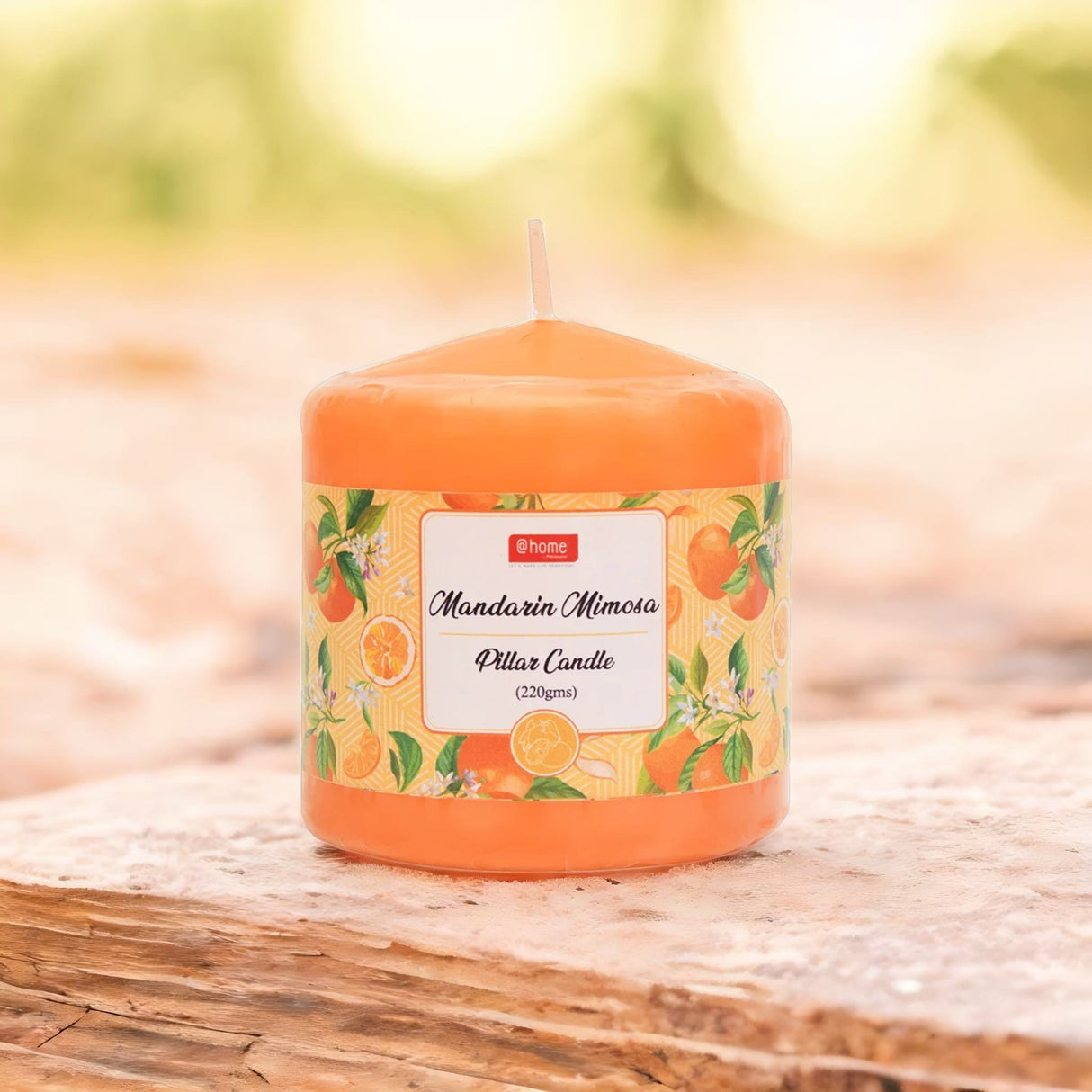 Mandarin Mimosa Scented Wax Pillar Candle (7 cm, Orange)