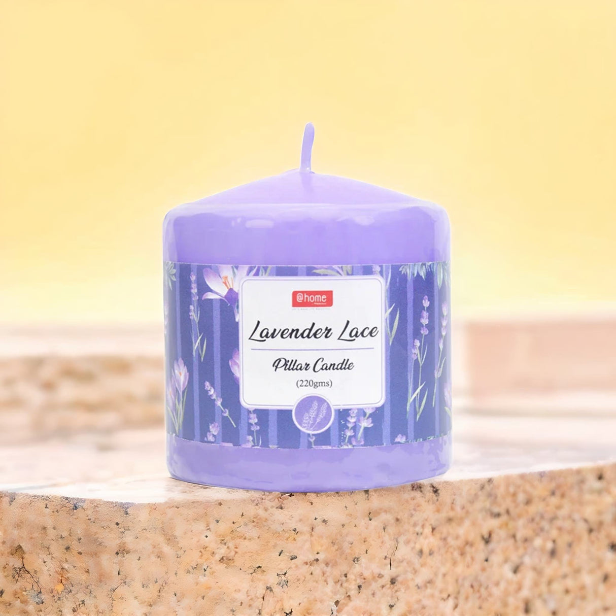 Lavender Lace Scented Wax Pillar Candle (7 cm, Purple)