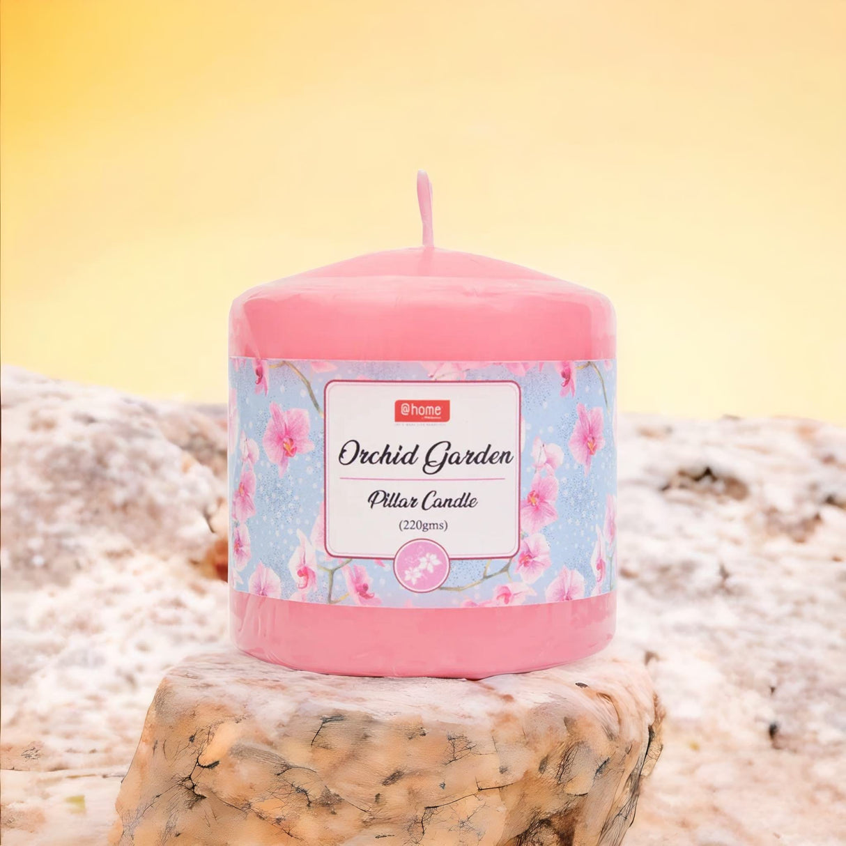 Orchid Garden Scented Wax Pillar Candle (7 cm, Pink)