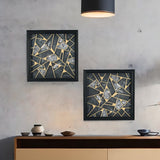 Acrylic Glass Art Paintings Set of 2 (Black & Gold)