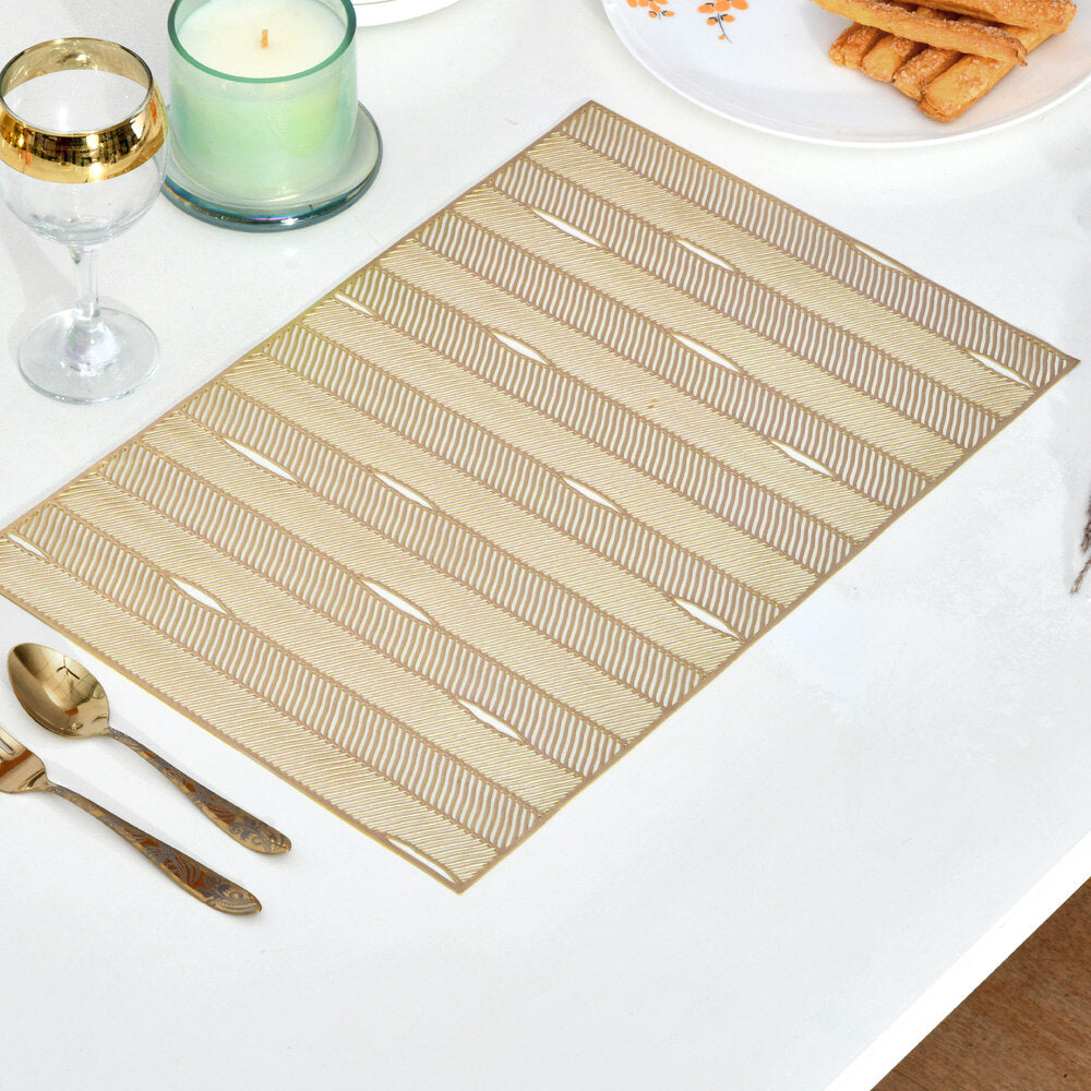 Abstract Design 45 x 30 cm PVC Table Placemat Set of 4 (Gold)