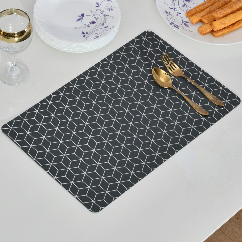 Rectangular Geometric 43.5 x 28.5 cm Table Placemat Set of 4 (Grey)