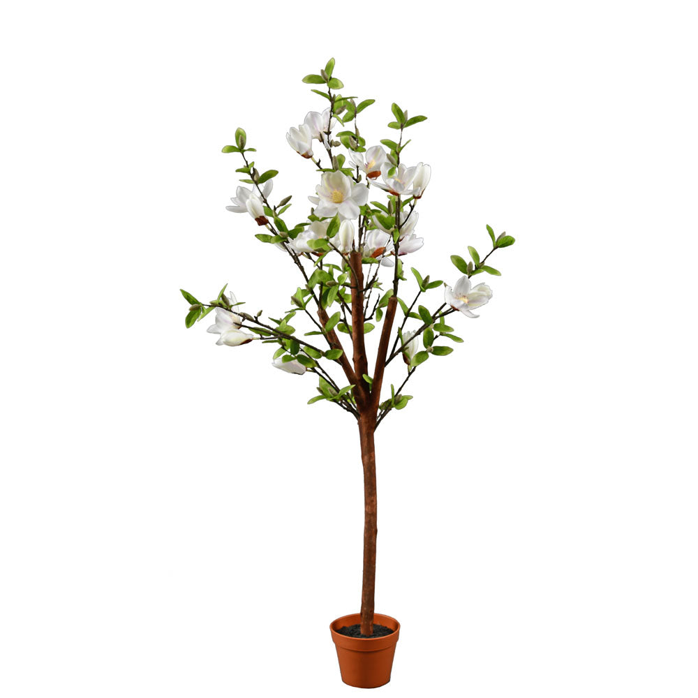 Artificial Magnolia Tree With Pot (White)