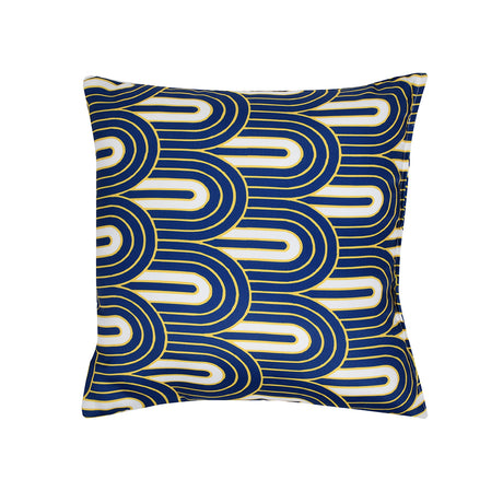 Ariel Metro Retro Satin Fabric 12' x 12' Filled Cushion (Yellow & Navy Blue)