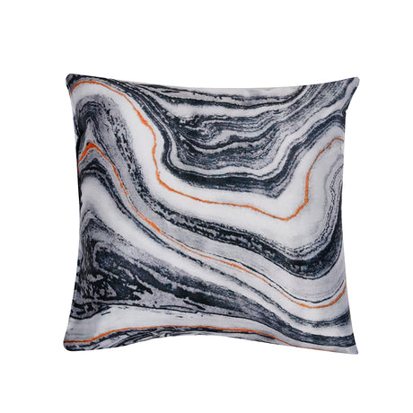 Ariel Monolithic Maze Poly Velvet 12" x 12" Filled Cushion (Grey & Black)