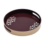 MDF Wooden Round Tray (Brown & Beige)