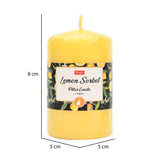 Lemon Sorbet Scented Wax Pillar Candle (8 cm, Yellow)