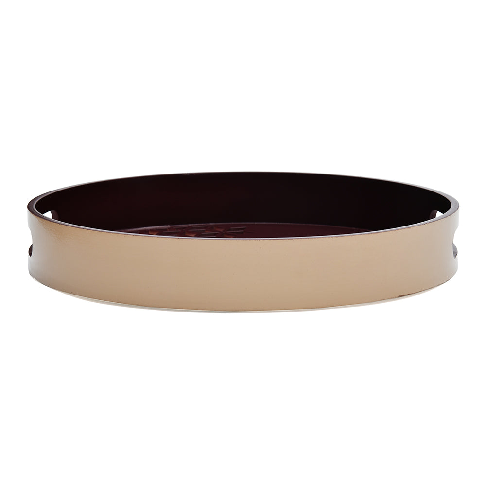 MDF Wooden Round Tray (Brown & Beige)