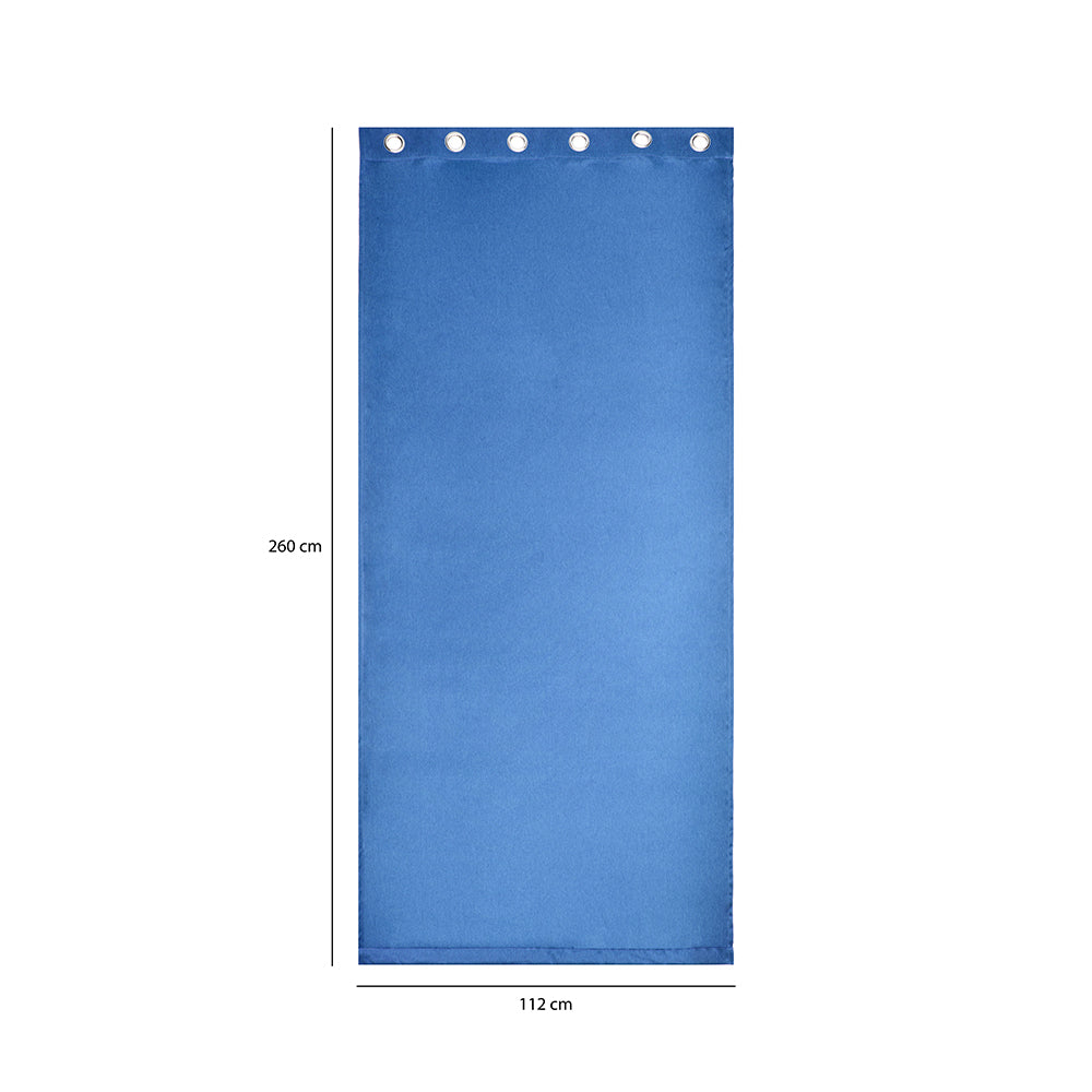 Visto Solid Blackout 9 Ft Polyester Long Door Curtains Set of 2 (Blue)