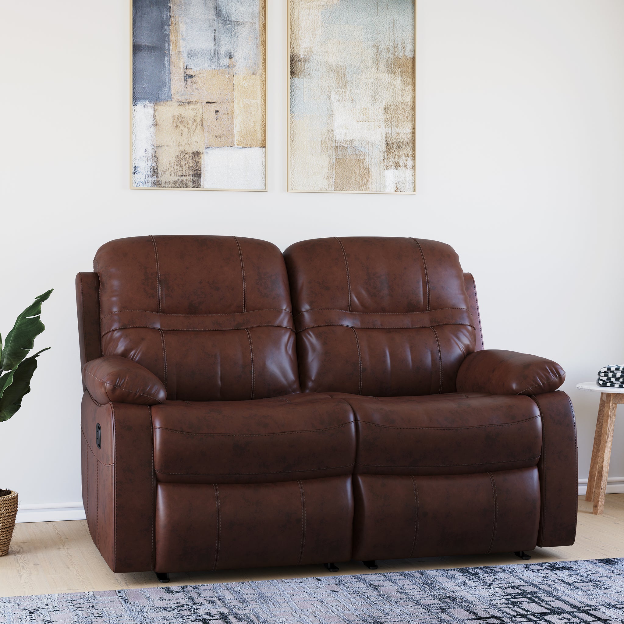 Wilson 2 Seater Sofa with Manual Recliner (Caramel)