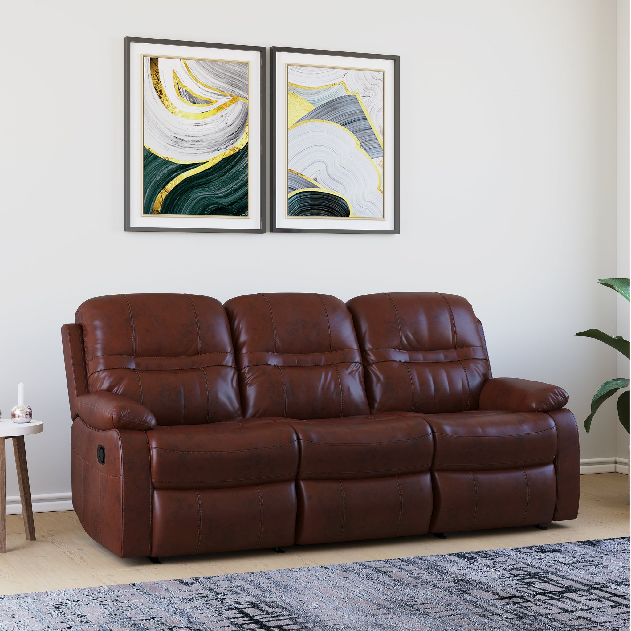 Wilson 3 Seater Sofa with 2 Manual Recliners (Caramel)