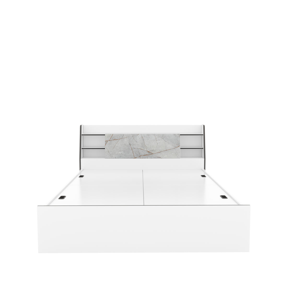 Marbito King Bed With Headboard & Box Storage (White)