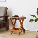 Pablo Teak Wood Folding Stool (Natural Walnut)