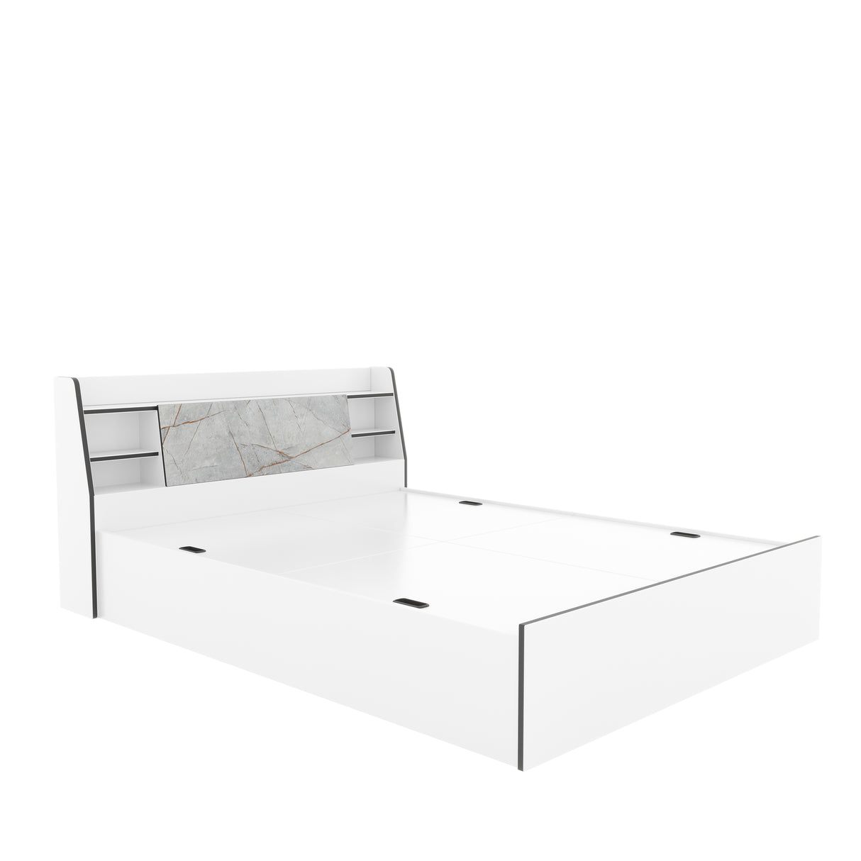 Marbito King Bed With Headboard & Box Storage (White)