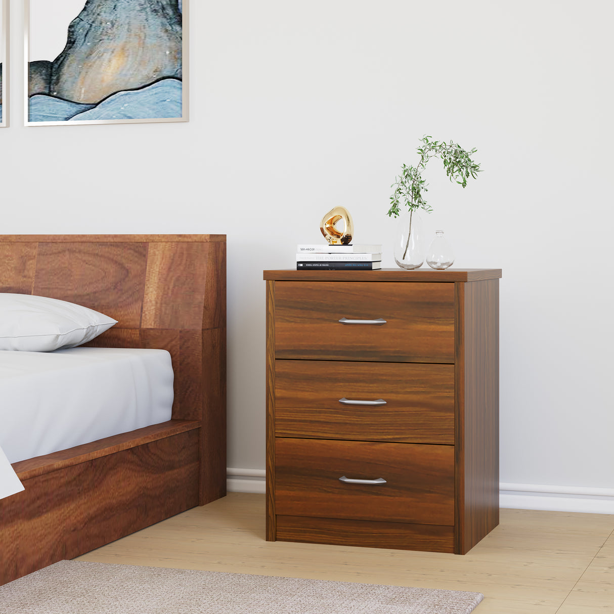 Torrie Engineered Wood Nightstand (Classic Walnut)