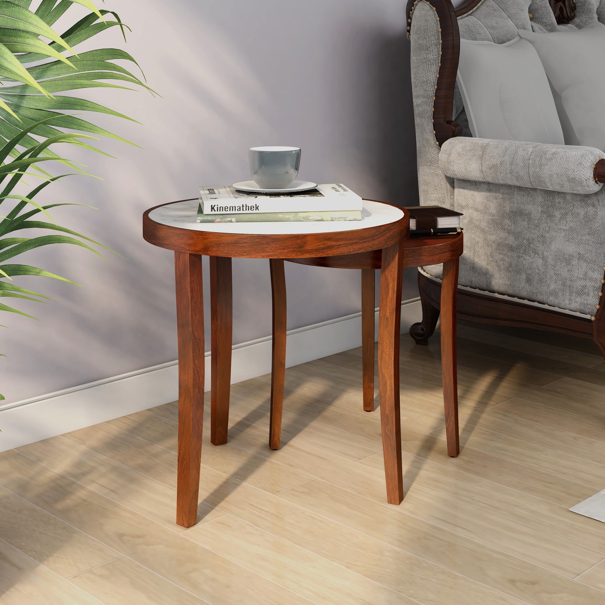 Nolita Marble Top Nesting Table (Sun Walnut)