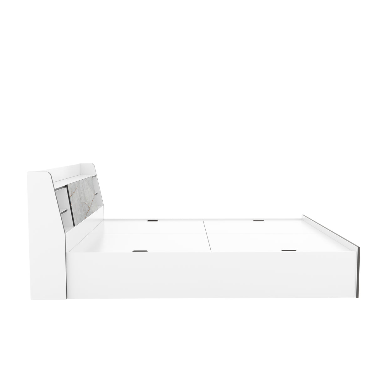 Marbito Queen Bed With Headboard & Box Storage (White)