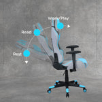 Athena Leatherette Ergonomic Gaming Chair with Neck & Lumbar Pillow (Grey & Turquoise)