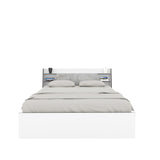 Marbito Queen Bed With Headboard & Box Storage (White)