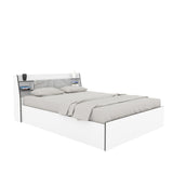 Marbito King Bed With Headboard & Box Storage (White)