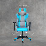 Athena Leatherette Ergonomic Gaming Chair with Neck & Lumbar Pillow (Grey & Turquoise)