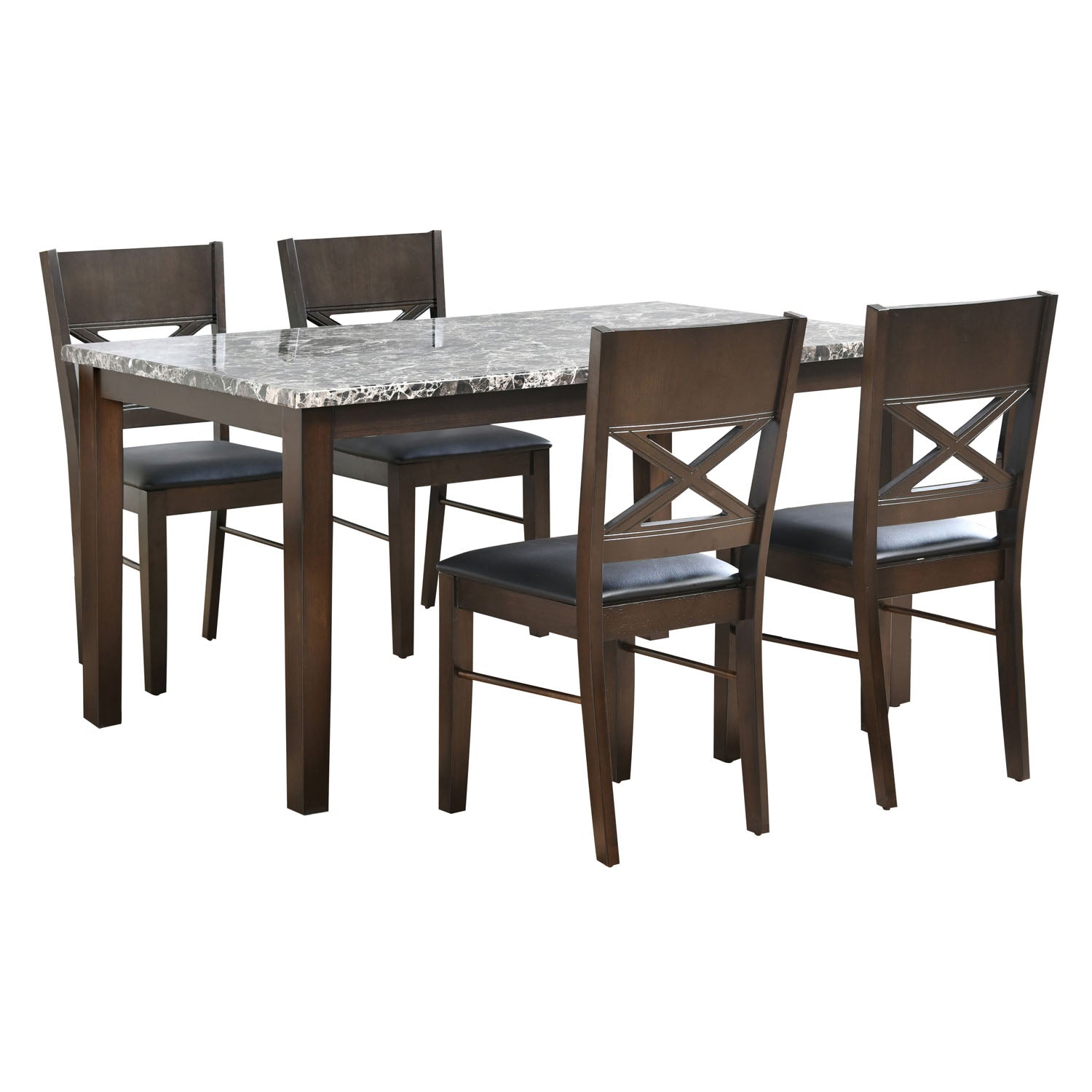 Adrian 4 Seater Dining Set (Dark Walnut)