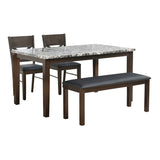 Adrian 4 Seater Dining Set With Bench (Dark Walnut)