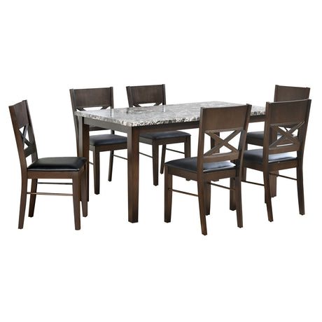 Adrian 6 Seater Dining Set (Dark Walnut)