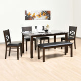 Nilkamal Adrian 6 Seater Dining Set With Bench (Dark Walnut)