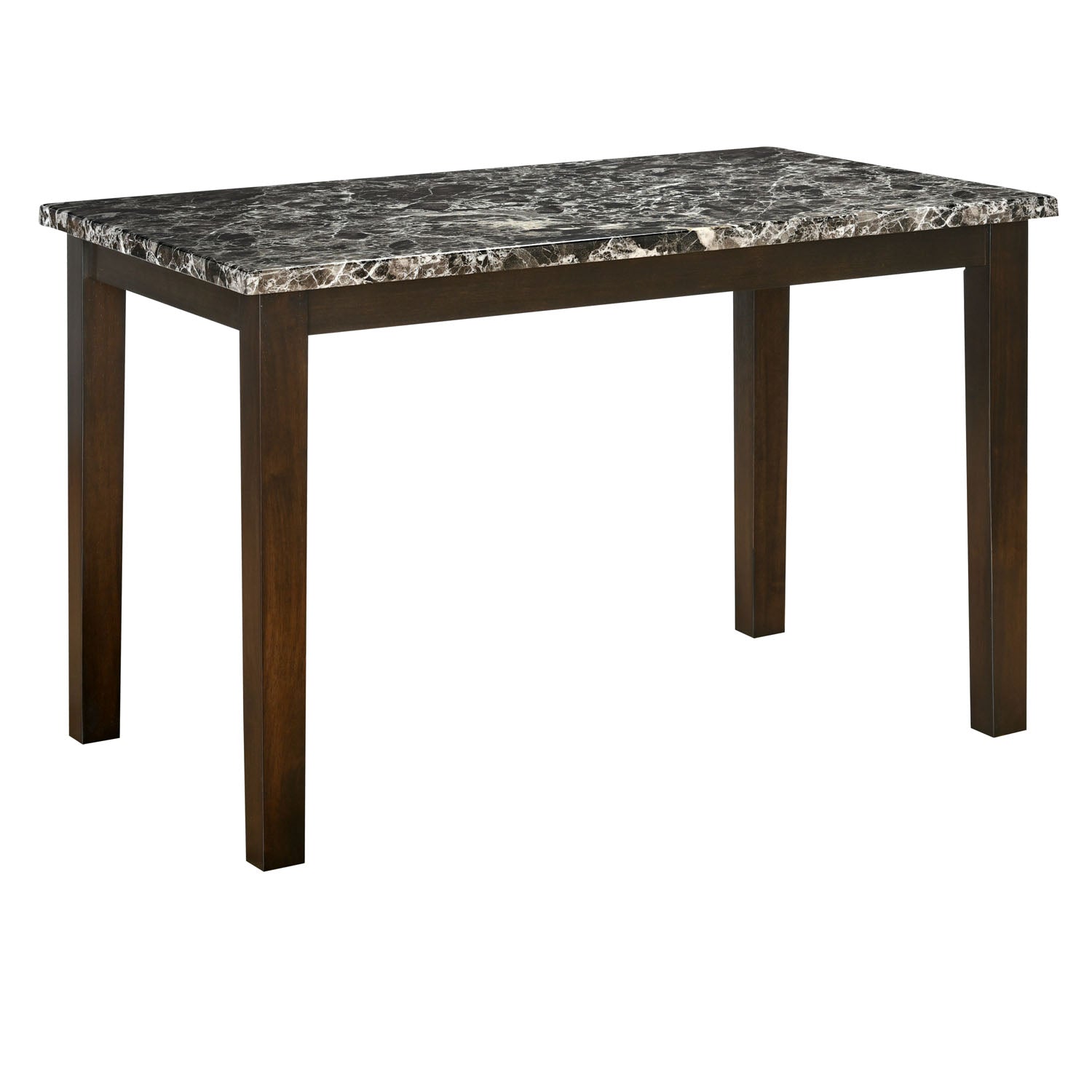 Adrian 4 Seater Marble Top Finish Dining Table (Dark Walnut)