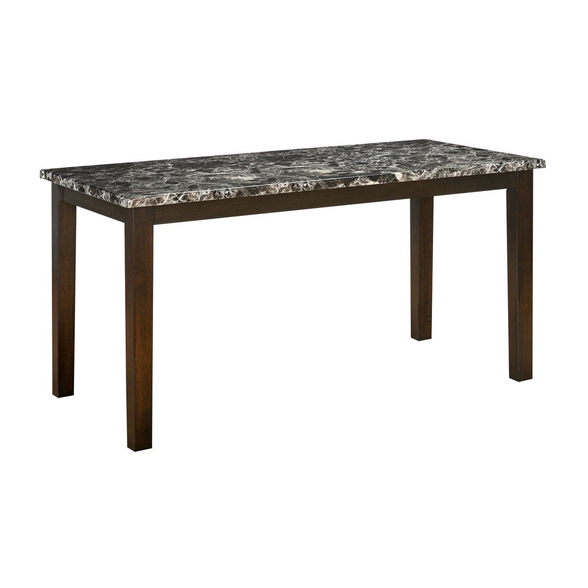 Adrian 6 Seater Marble Top Finish Dining Table (Dark Walnut)