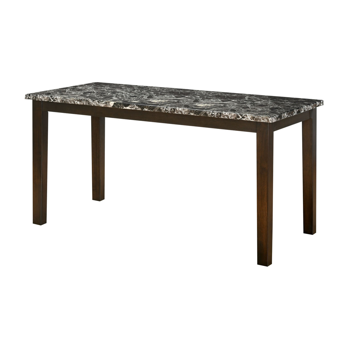 Adrian 6 Seater Marble Top Finish Dining Table (Dark Walnut)