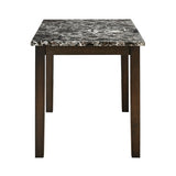 Adrian 6 Seater Marble Top Finish Dining Table (Dark Walnut)