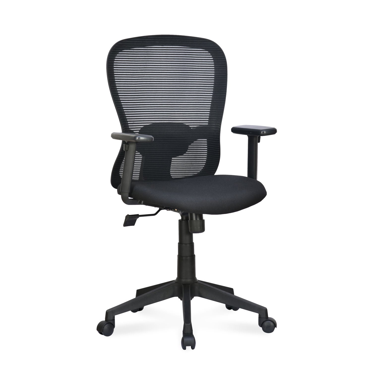 Alba Medium Back Mesh Chair with Adjustable Armrest (Black)