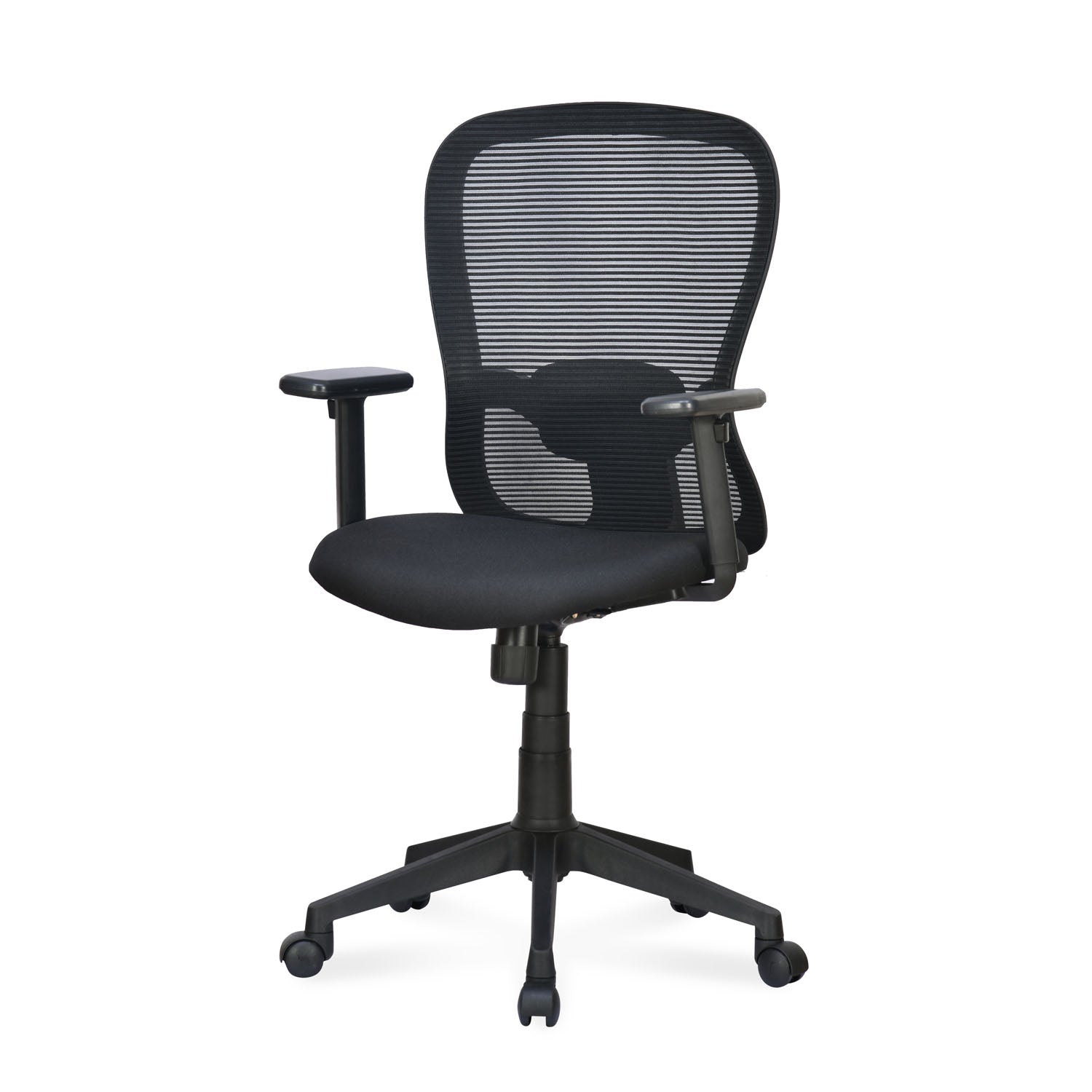 Alba Medium Back Mesh Chair with Adjustable Armrest (Black)