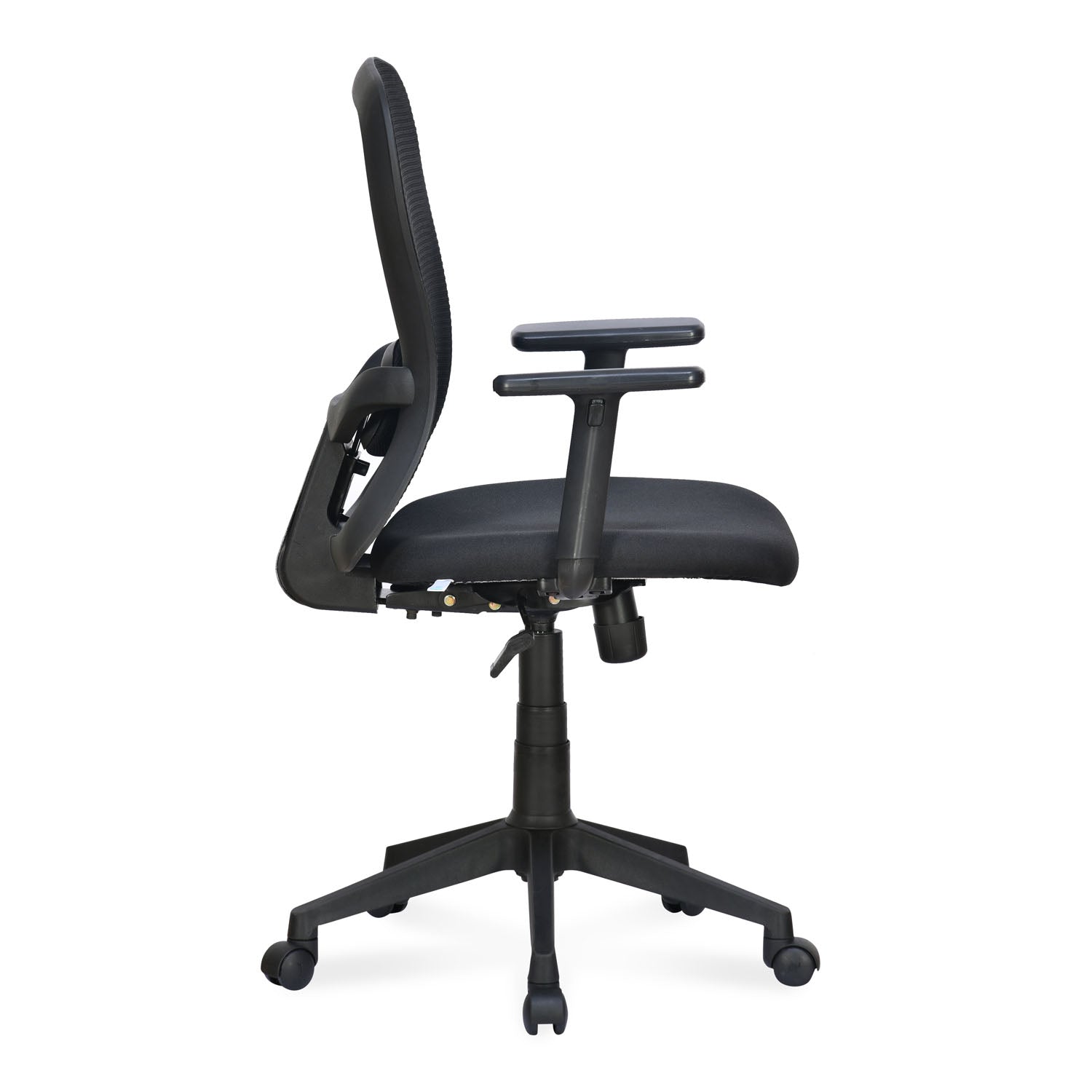 Alba Medium Back Mesh Chair with Adjustable Armrest (Black)