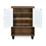 Astero Engineered Wood Shoe Cabinet (Walnut & White)