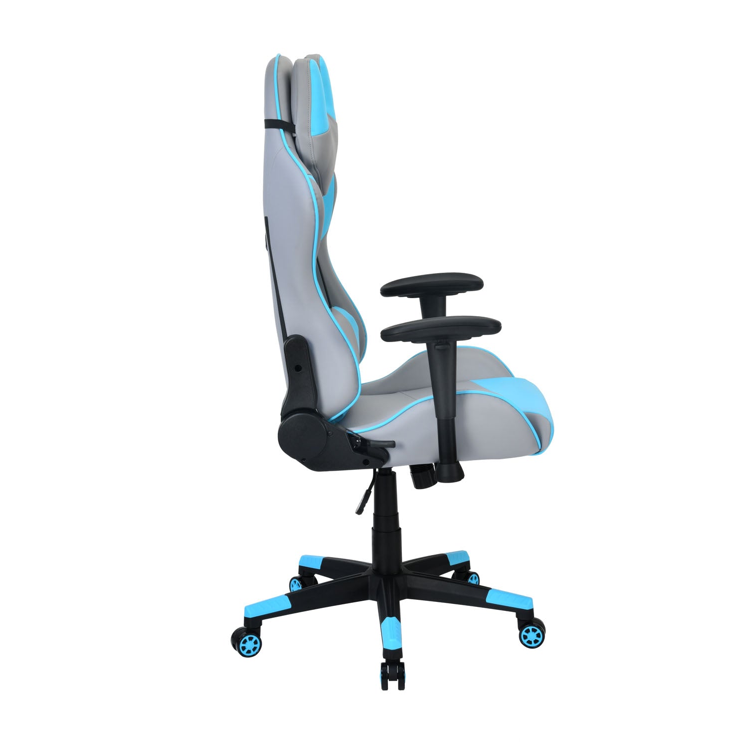 Athena Leatherette Ergonomic Gaming Chair with Neck & Lumbar Pillow (Grey & Turquoise)