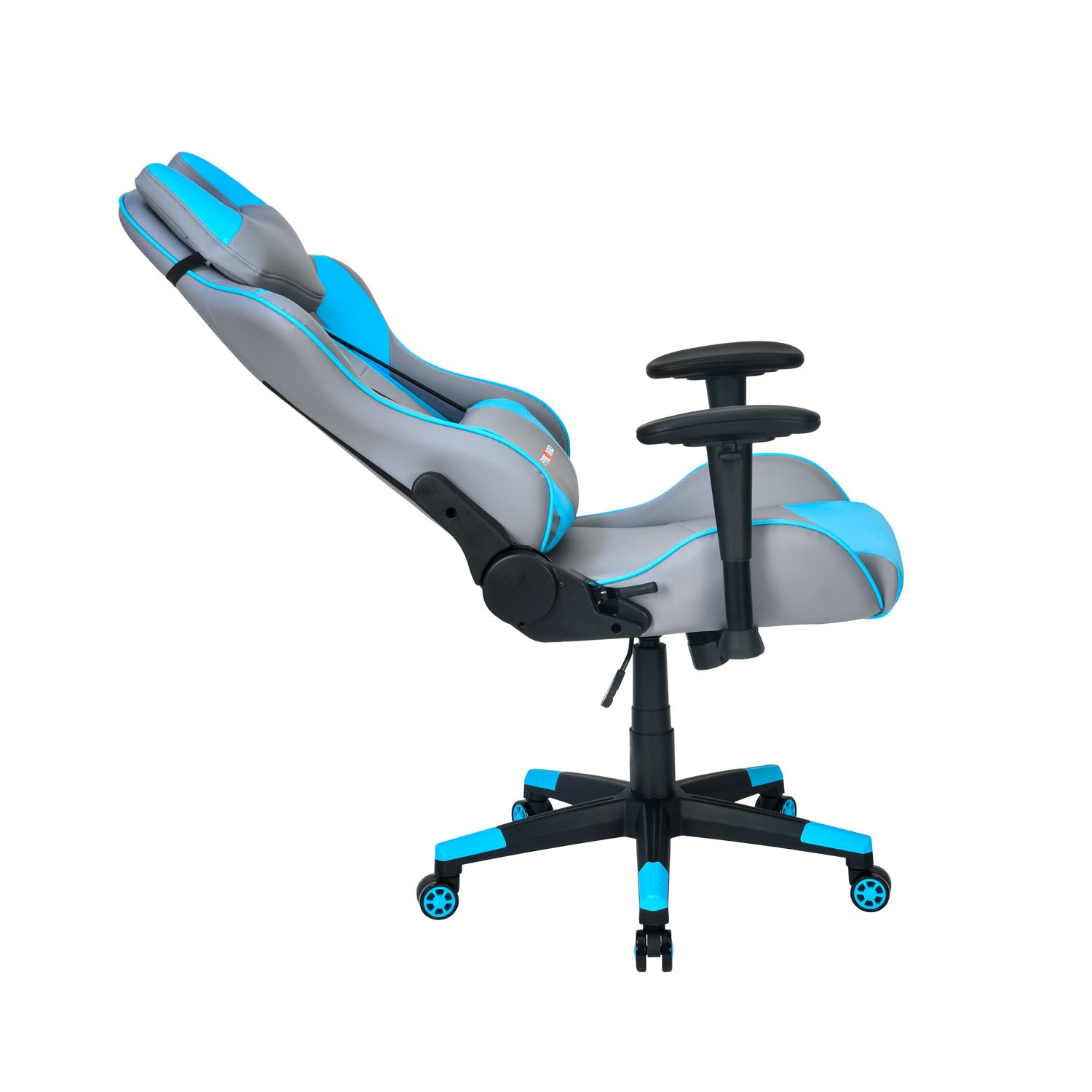 Athena Leatherette Ergonomic Gaming Chair with Neck & Lumbar Pillow (Grey & Turquoise)