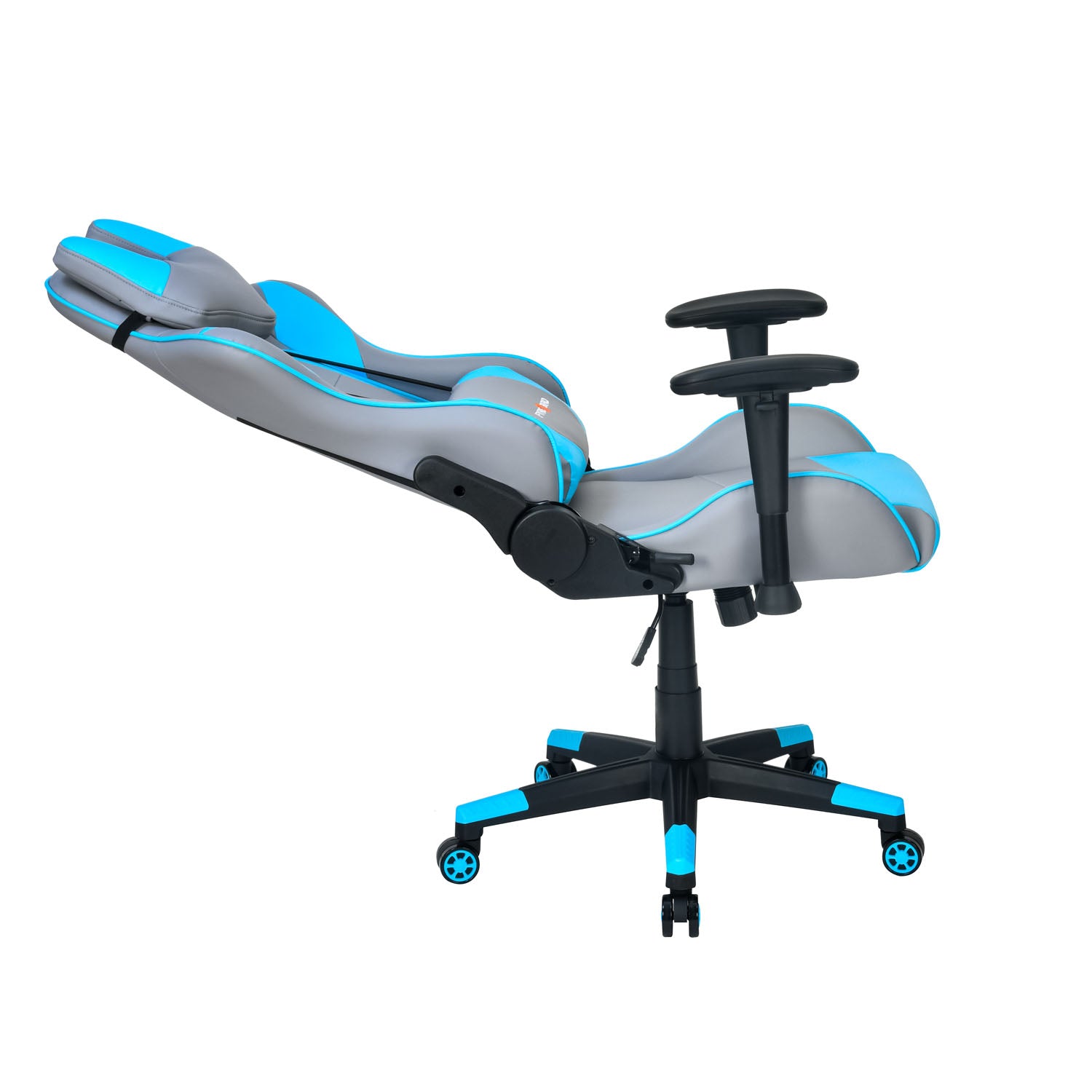 Athena Leatherette Ergonomic Gaming Chair with Neck & Lumbar Pillow (Grey & Turquoise)