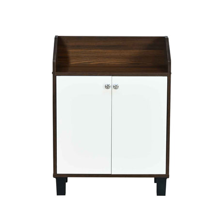 Aze Engineered Wood Shoe Cabinet (Walnut & White)