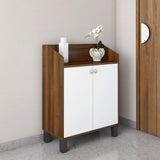 Aze Engineered Wood Shoe Cabinet (Walnut & White)