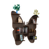 Butterfly Engineered Wood Wall Shelf with Back Light (Walnut)