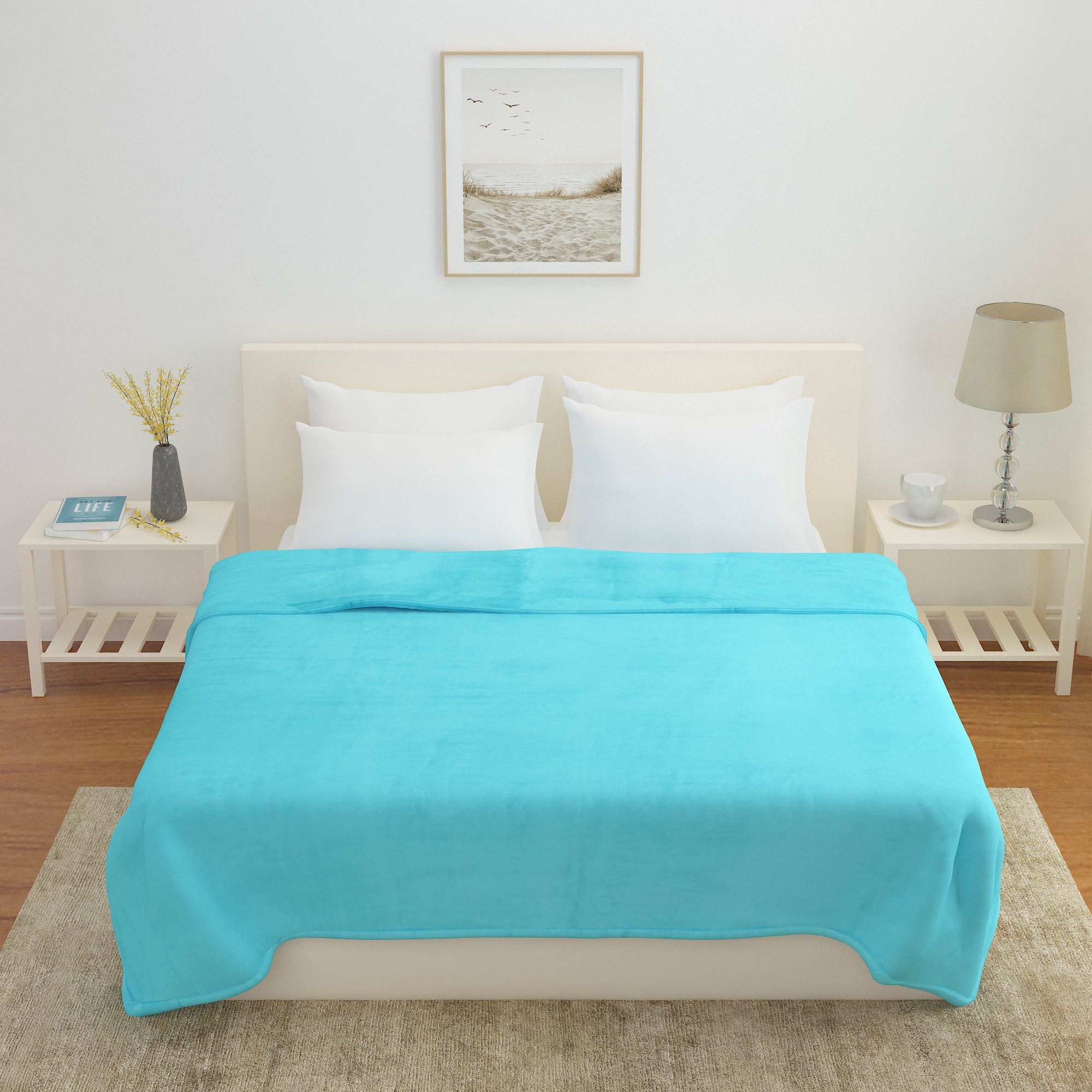 Arliss Solid Polyester Single Blanket (Seagreen)