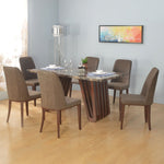 Capri 6 Seater Dining Table & Cucina Chair Dining Set (Walnut & Brown)