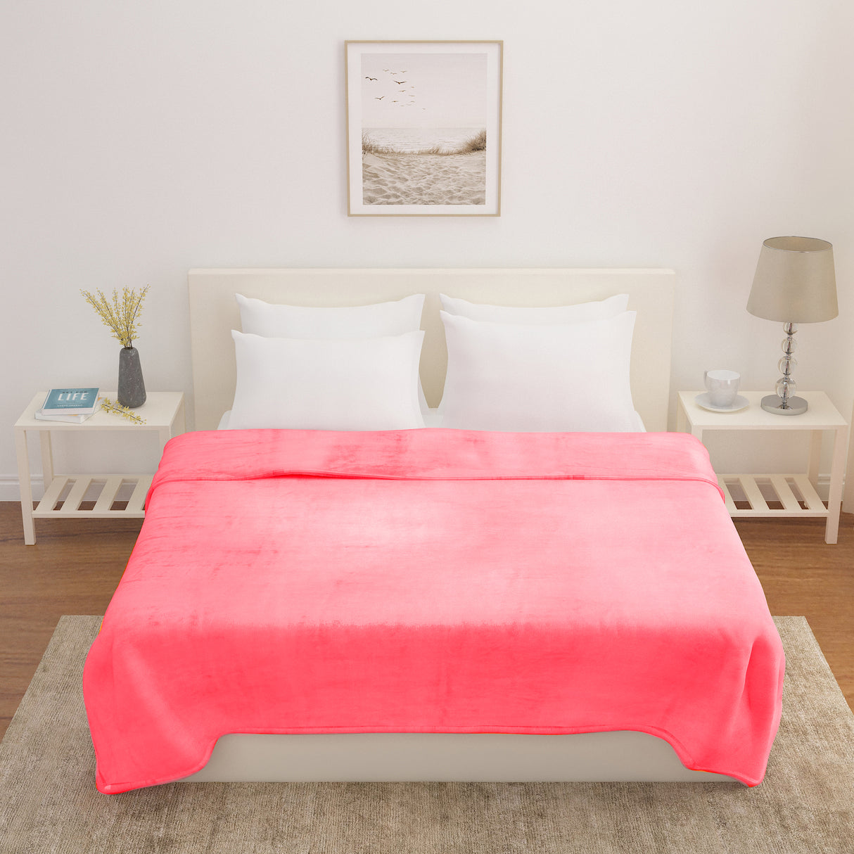 Arliss Solid Polyester Single Blanket (Coral)