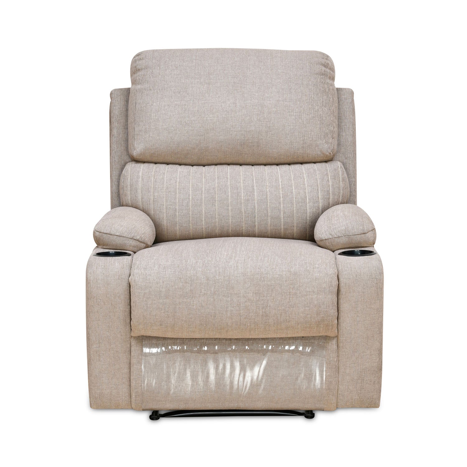 Comfy 1 Seater Fabric Manual Recliner with Cup Holder (Beige)